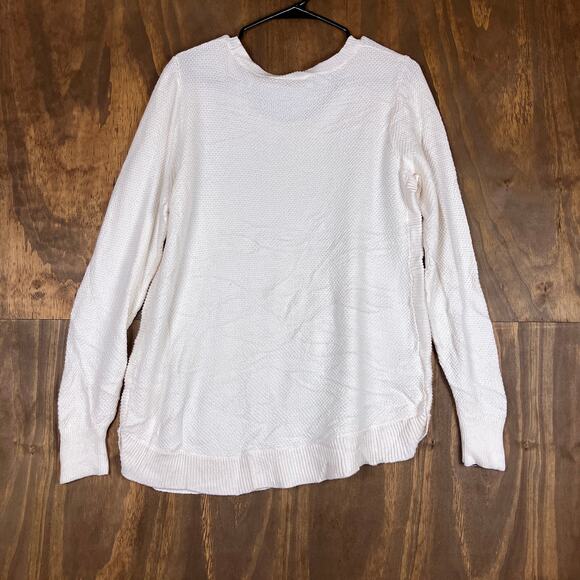 Ann Taylor LOFT Womens Sweater Cream Knit Crew Neck Long Sleeve 100% Cotton S - Picture 10 of 12